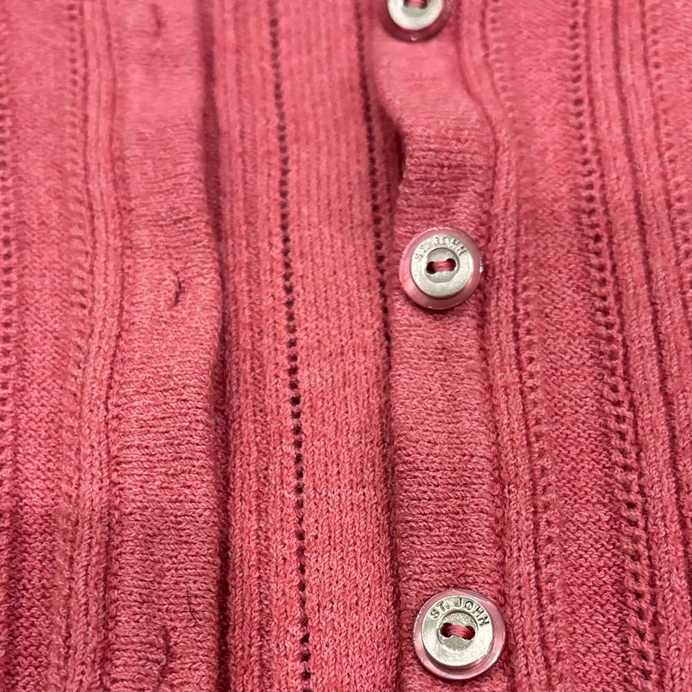 St. John Sport Pink Cardigan vintage sz m wool blend - Picture 5 of 11
